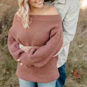 Express Mauve Off The Shoulder Sweater